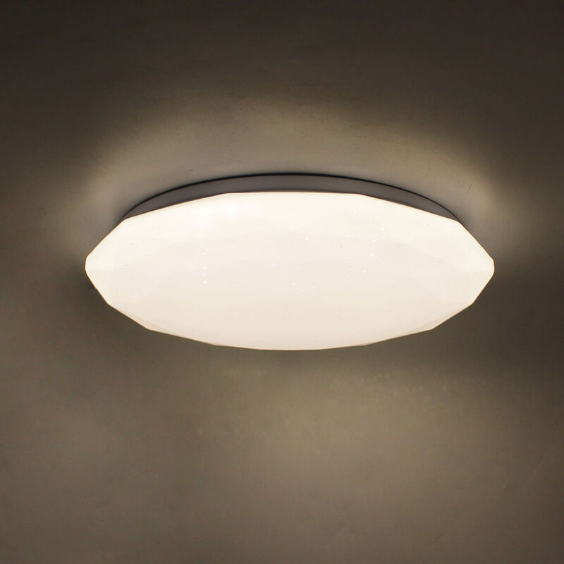 foto del prodotto silamp plafoniera rotonda poligonale a led 36w effetto stellato diametro 390 mm luce neutra naturale 4200k