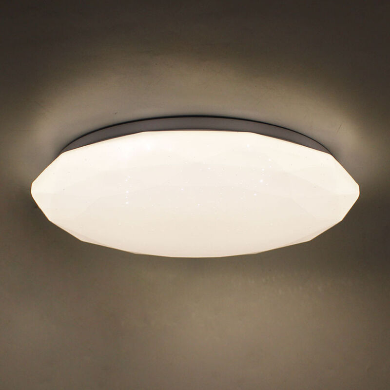 foto del prodotto silamp plafoniera rotonda poligonale a led 48w effetto stellato diametro 490 mm luce fredda 6400k