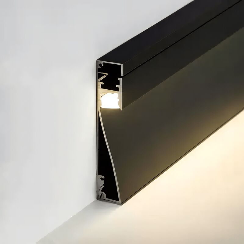 foto del prodotto silamp profilo battiscopa in alluminio 2m colore nero per striscia led barra 18 2m