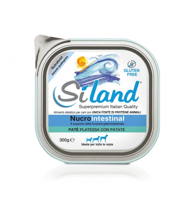 foto del prodotto siland diet nucrointestinal da 300 gr pat platessa con patate confezione da 6 pezzi umido monoproteico cane 1 ordine scegli lo sconto bzr5 bzr20 200 punti fedelt 