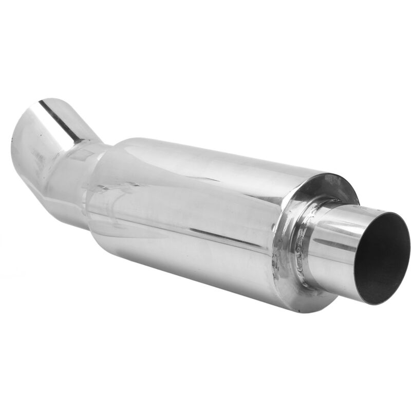 foto del prodotto silenziatore di scarico da 63 mm in acciaio inossidabile per auto universale in stile dtm argento dritto attraverso tono profondo eosnow