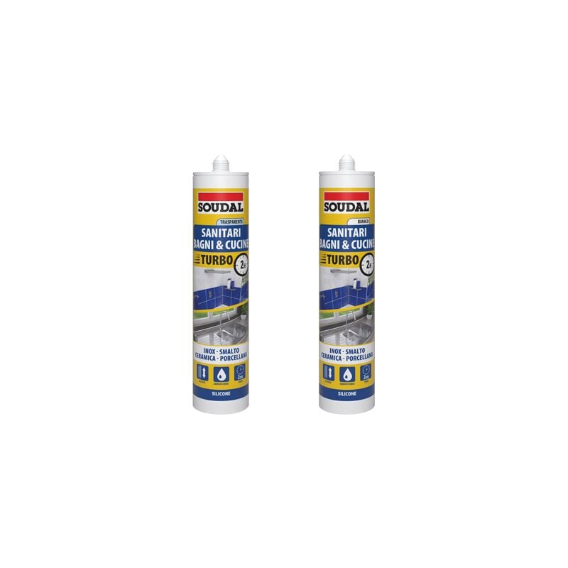 foto del prodotto silicone acetico sanitari turbo soudal 300 ml bianco