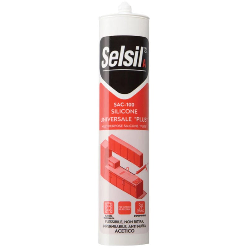 foto del prodotto silicone sigillante acetico universale sac 100 trasparente 280ml selsil