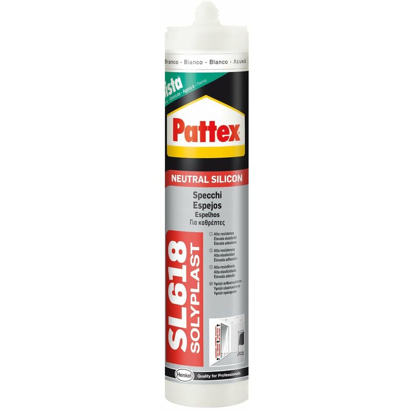 foto del prodotto silicone trasparente per specchi pattex