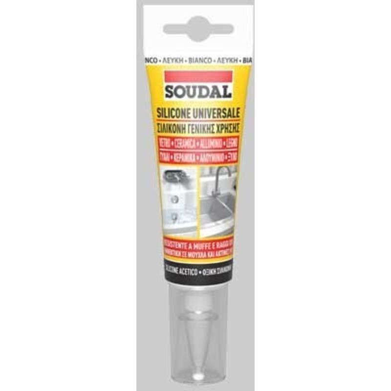 foto del prodotto silicone universale in blister soudal 60 ml bianco