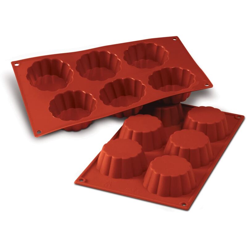 foto del prodotto silikomart sf034 stampo in silicone per monoporzioni briochette, antiaderente, 6 monoporzioni, confezione da 1 stampo per dolci, 79 h 37 mm, made