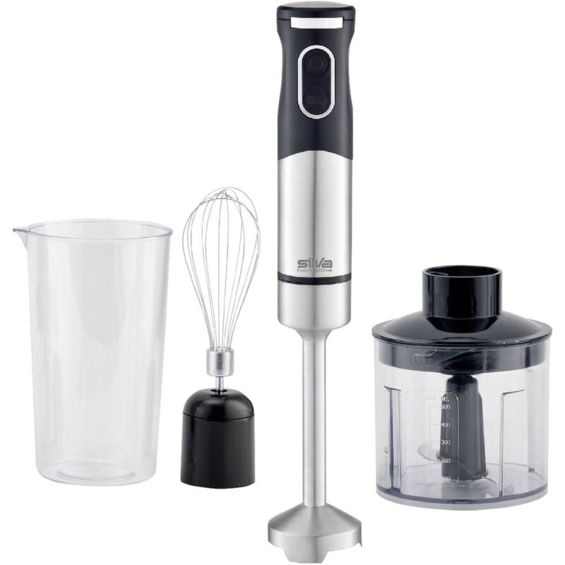 foto del prodotto silva homeline sms 6502 frullatore ad immersione 700 w con misurino, con trituratore, sbattitore acciaio inox, nero