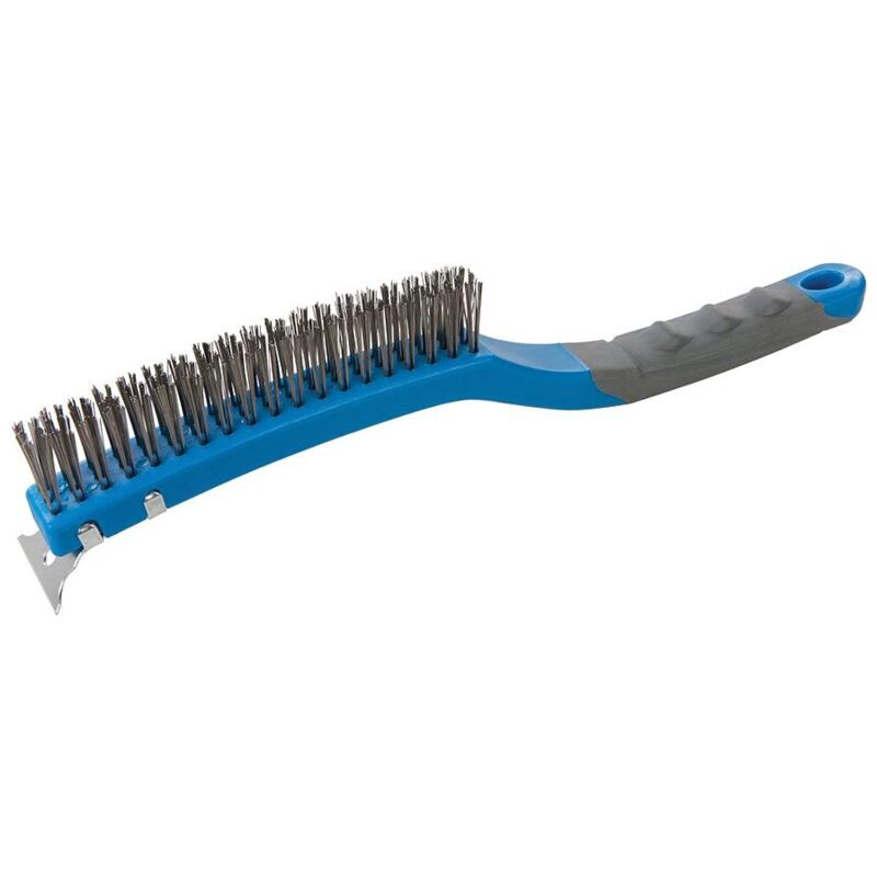 foto del prodotto silverline 156914, spazzola in acciaio inox con raschietto