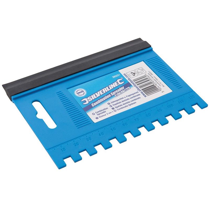foto del prodotto silverline 380251 spatola dentata in gomma 90 x 10 x 130 mm