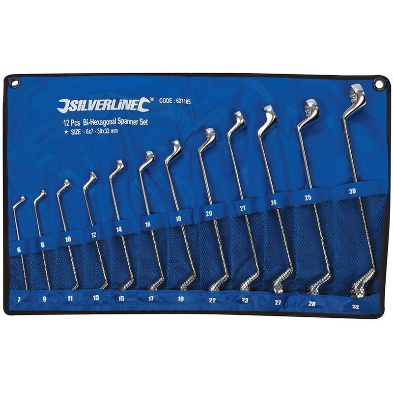foto del prodotto silverline 627185 gekr pfter set di chiavi ad anello, 12 pz.