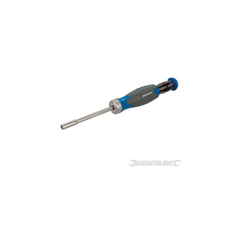 foto del prodotto silverline avvitatore a cricchetto multipunta 12 in 1, portapunta magnetico orario,antiorario blocco