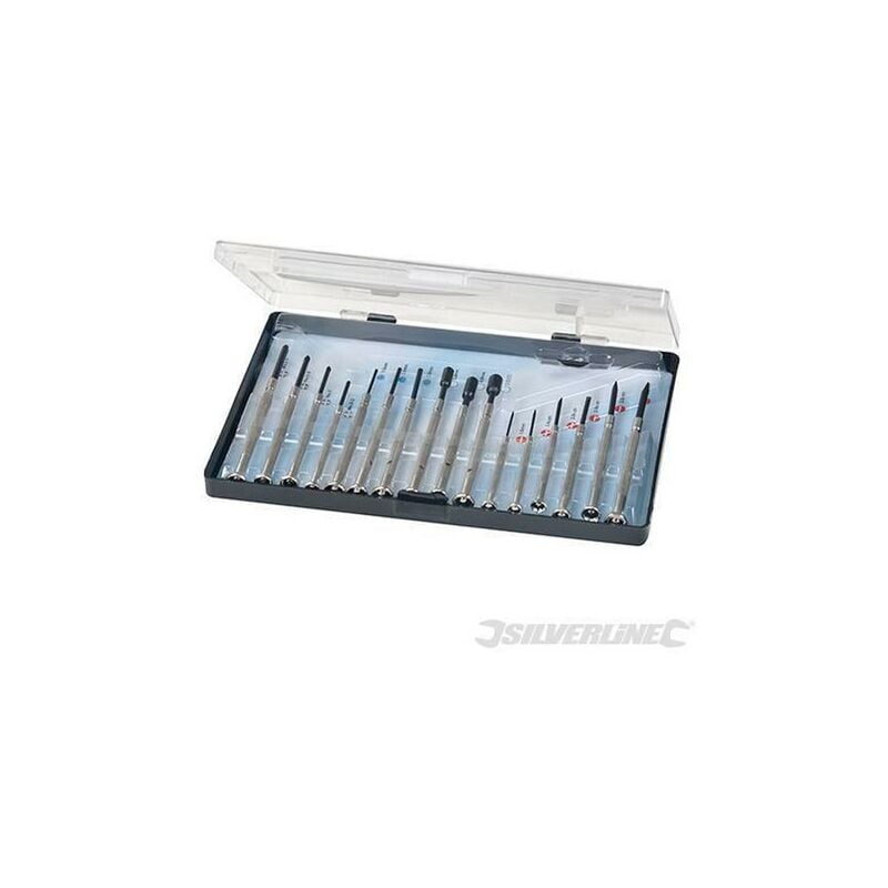 foto del prodotto silverline cacciaviti di precisione per gioiellieria set 16 pz in acciaio