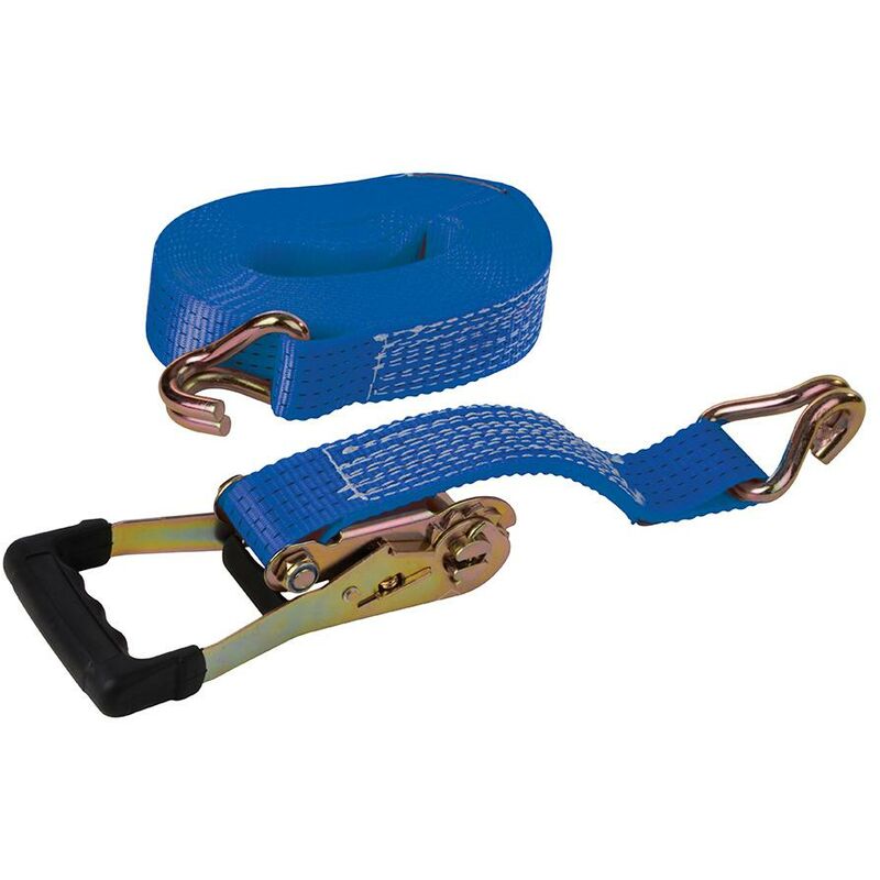 foto del prodotto silverline cinghia da carico con gancio a j ed impugnatura di gomma 8 m x 50 mm nominale 1.700 kg, capacit 3.400 kg