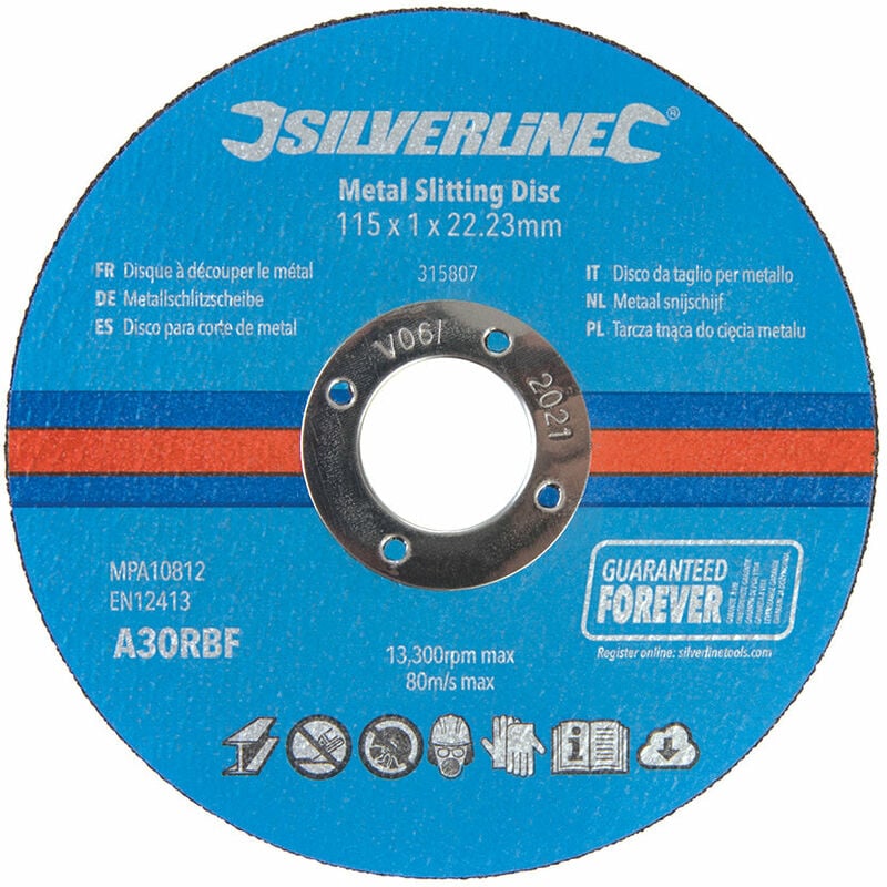 foto del prodotto silverline dischi da taglio per smerigliatrice conf. 10 p.zi 115 x 1 x 22,23 mm per metallo