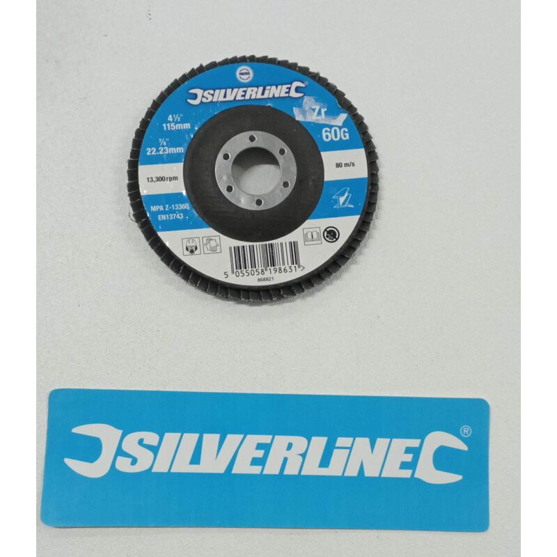 foto del prodotto silverline disco con zirconio per la smerigliatura di metalli 115 x 22,23 con grana da 40 60 80 60 g