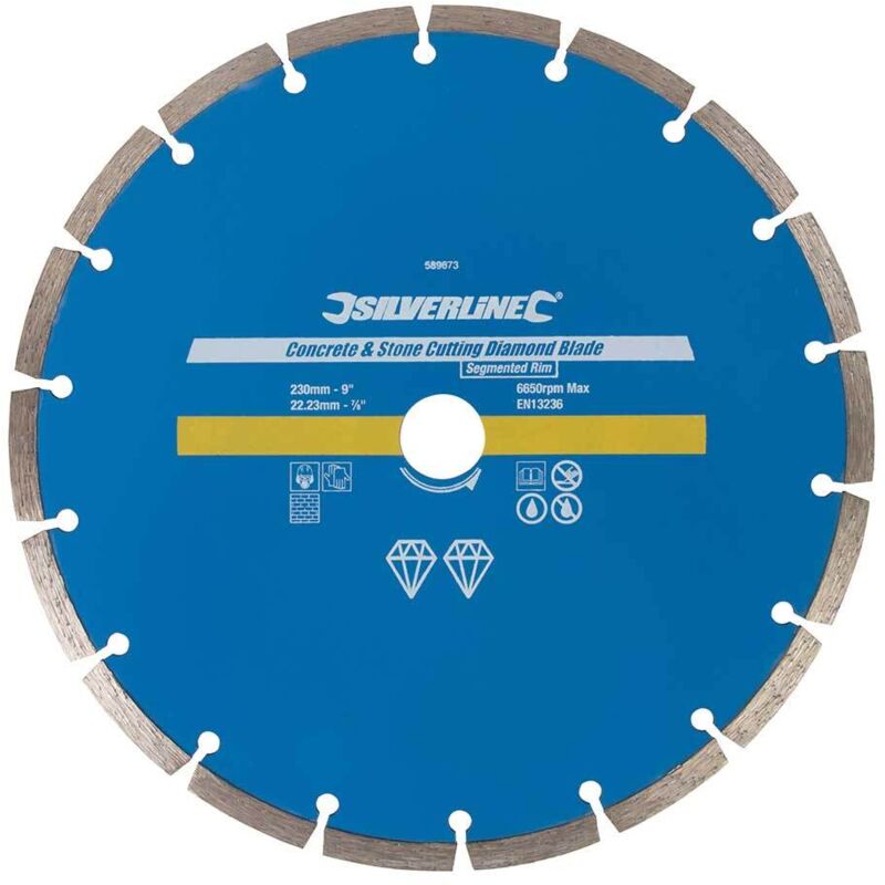 foto del prodotto silverline disco diamantato 230 mm con bordo segmentatoper per smerigliatrici