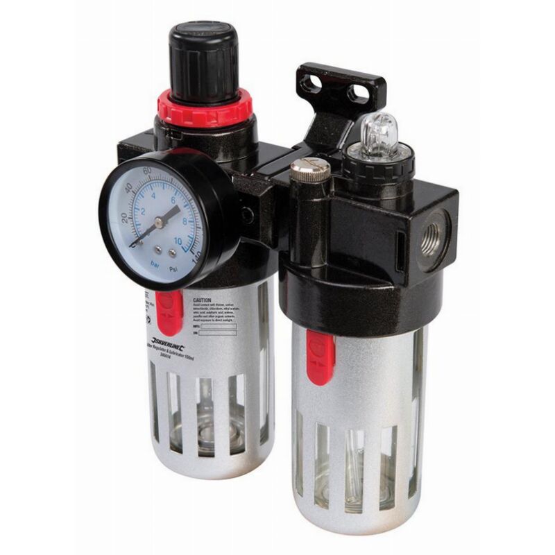 foto del prodotto silverline filtro regolatore lubrificatore per aria compressa 150 ml 245014