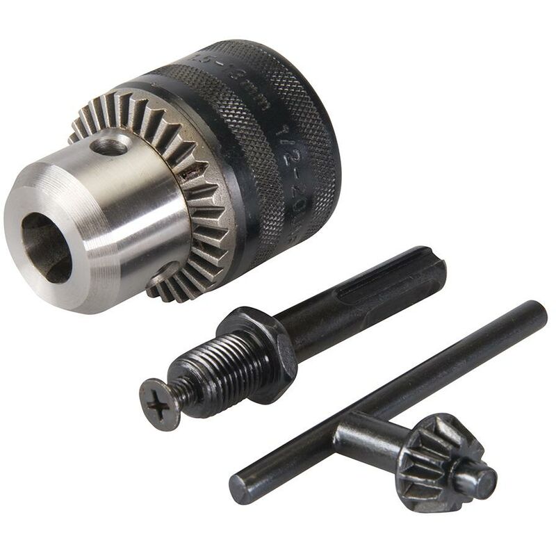 foto del prodotto silverline kit composto da tre pezzi mandrino con chiave, chiave e adattatore sds plus 13mm 1 2 20unf