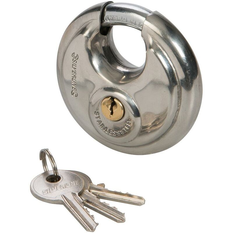 foto del prodotto silverline lucchetto a disco in acciaio inox 70 mm