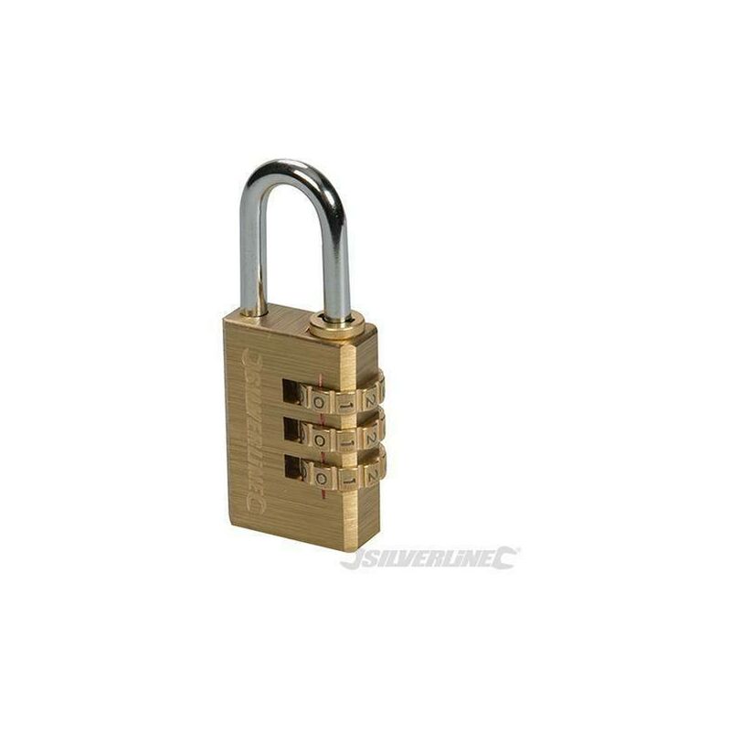 foto del prodotto silverline lucchetto in ottone con solido corpo in acciaio combinazione a 3 cifre