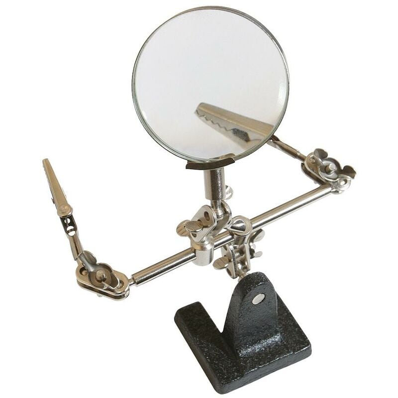 foto del prodotto silverline mani di supporto con lente d ingrandimento lente 63 mm, 2,5 x