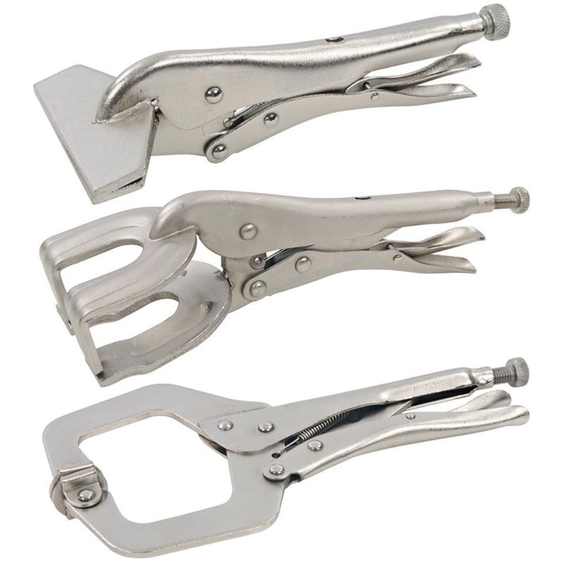 foto del prodotto silverline pinze per saldatura e carrozzeria set di 3 pinze