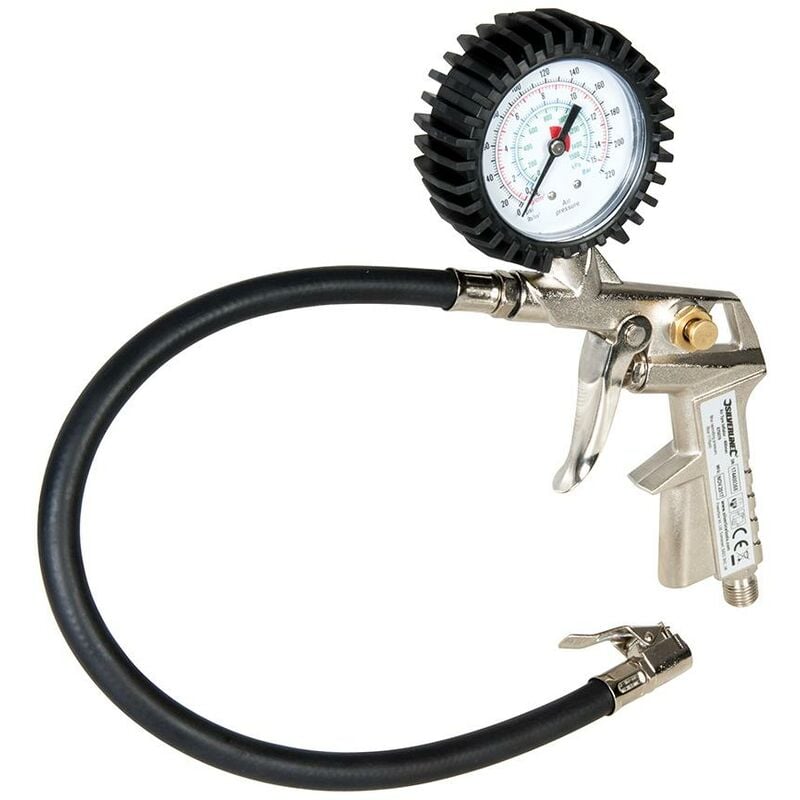 foto del prodotto silverline pistola di gonfiaggio per pneumatici con manometro 400 mm