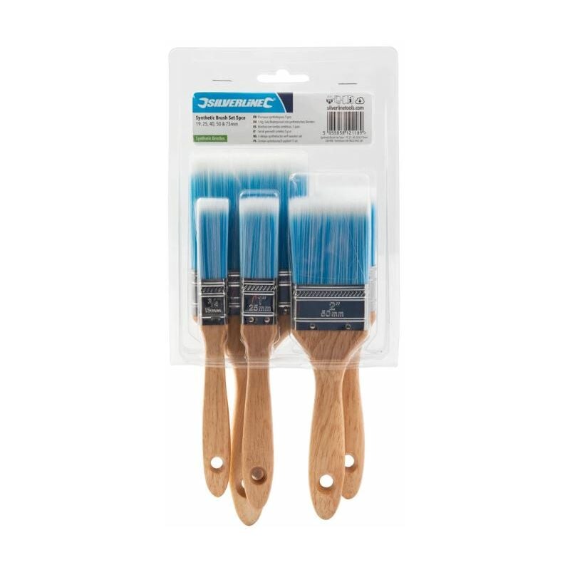 foto del prodotto silverline set 5 pennelli sintetici 25 38 e 50 mm prezzo
