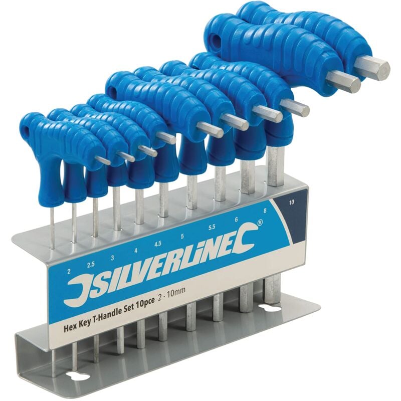 foto del prodotto silverline set di chiavi esagonali con impugnatura t 10 p.zi 2 10 mm 323710 
