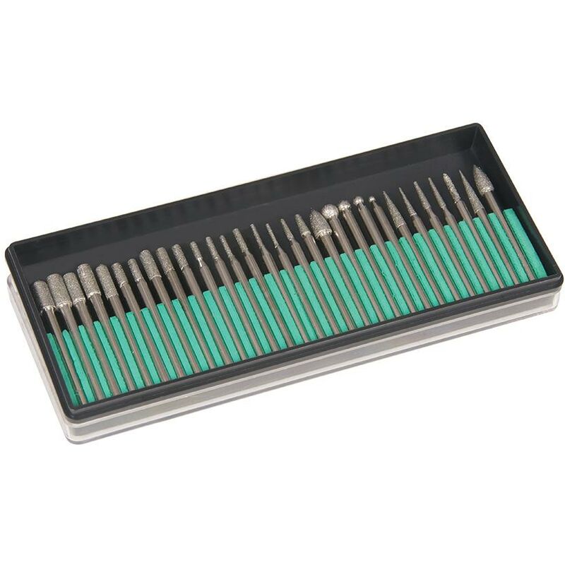 foto del prodotto silverline set di frese a lima diamantate per utensili a rotazione 30 p.zi codolo 3,17 mm