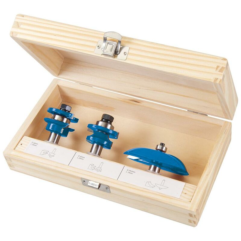 foto del prodotto silverline set di frese per porte a pannello 3 p.zi 1 2 