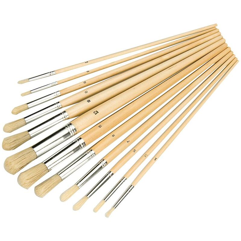 foto del prodotto silverline set di pennelli di pittura rotondi 12 pz pittura rotondi