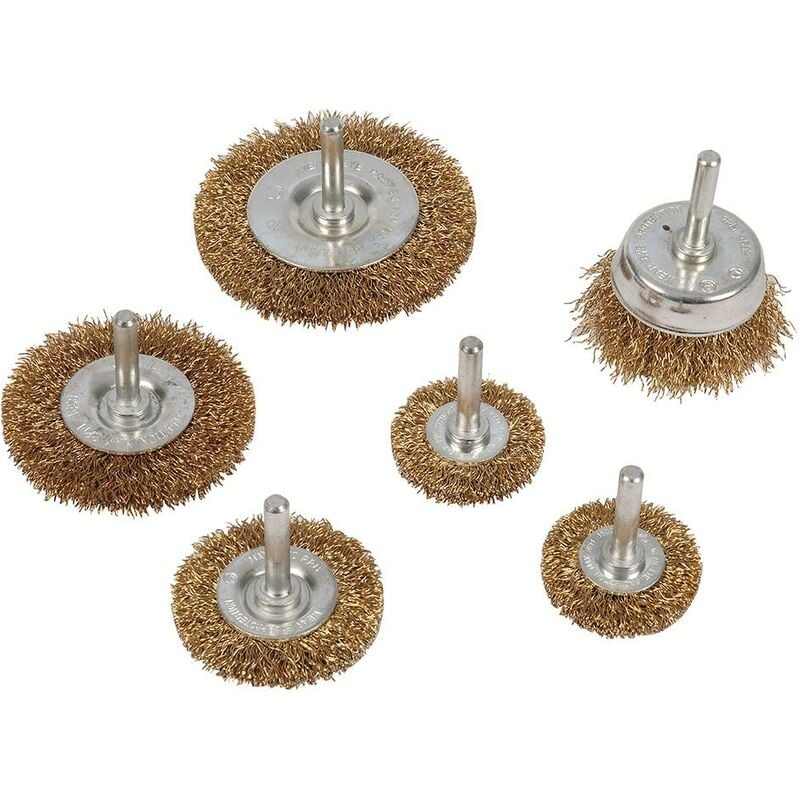 foto del prodotto silverline set di spazzole metalliche ottonate e spazzole a tazza 6 p.zi 6 p.zi