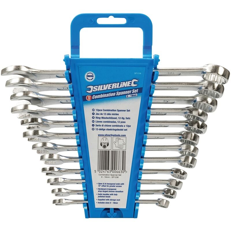 foto del prodotto silverline sp1236, set di chiavi combinate 12 p.zi 8 19 mm