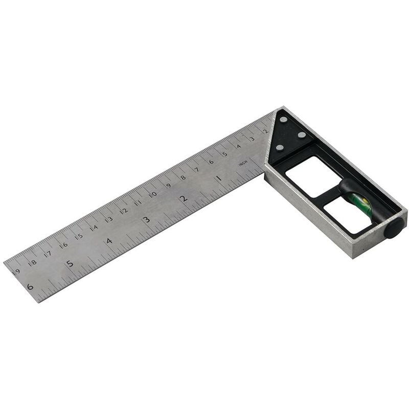 foto del prodotto silverline squadra per falegname con livella a bolla d aria integrata 150 mm