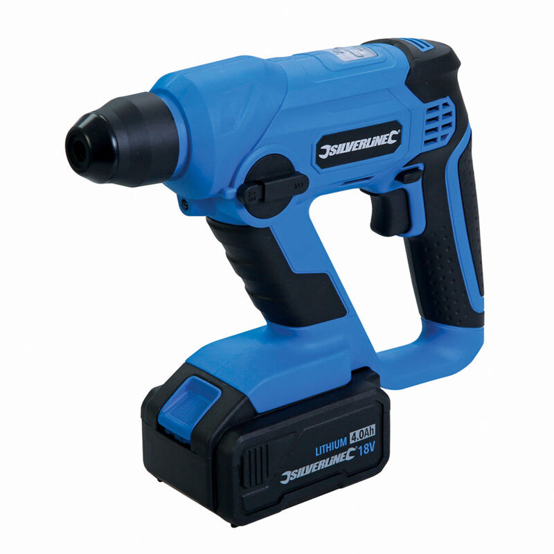 foto del prodotto silverline trapano a percussione sds plus a batterie compresa batteria da 4,0 ah 18 v