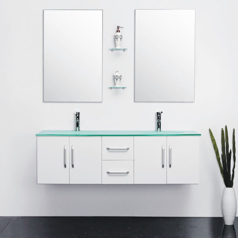 foto del prodotto simba mobile bagno bianco 151 cm lavabo incluso white ice