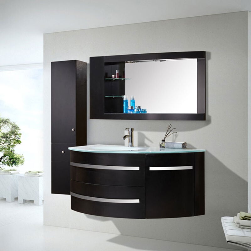 foto del prodotto simba mobile bagno nero 120 cm con colonna e lavabo incluso black ambassador