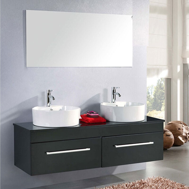 foto del prodotto simba mobile bagno nero 150 cm lavabo incluso cardellino