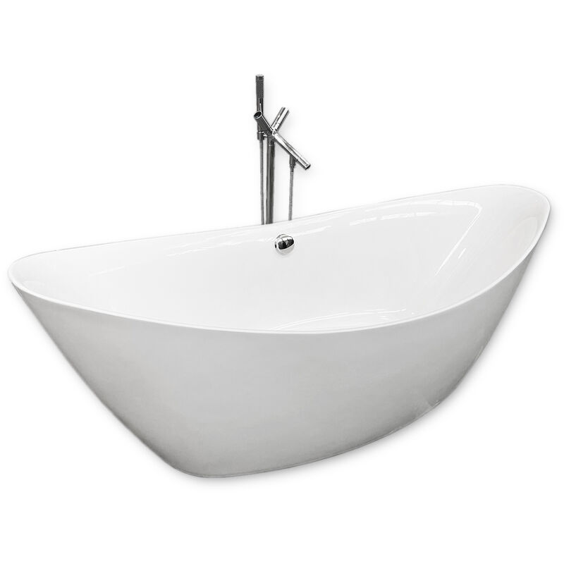 foto del prodotto simba vasca freestanding bianca 180 x 80 cm rubinetto a colonna beverly