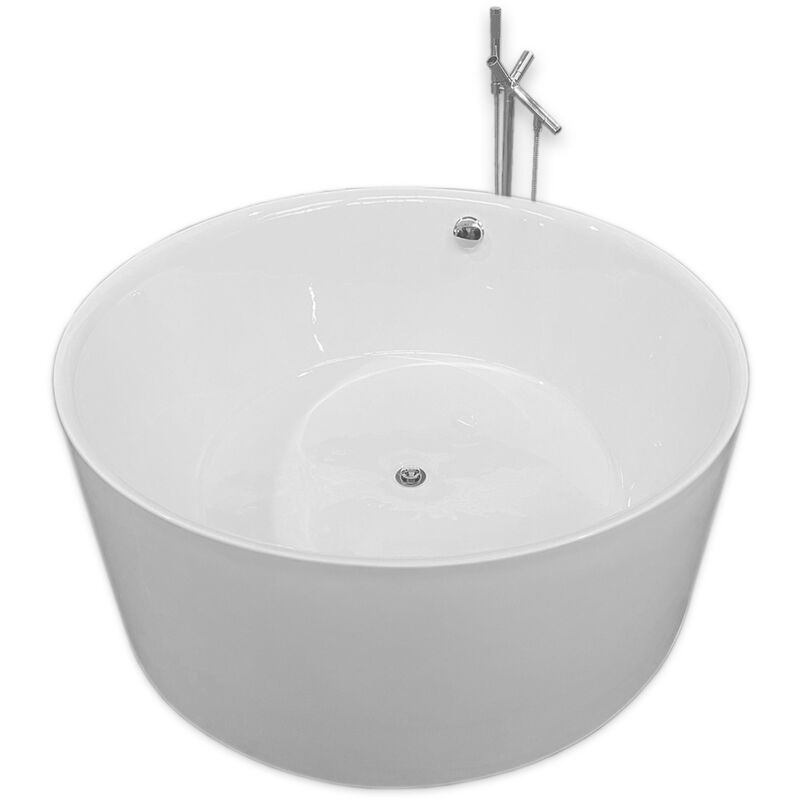 foto del prodotto simba vasca freestanding bianca diametro 134 x 60 cm rubinetto a colonna crystal