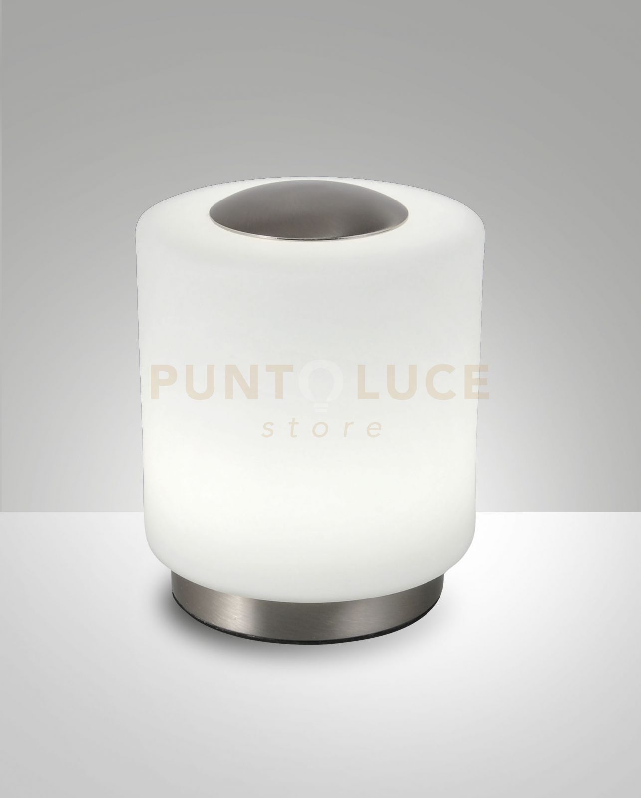 foto del prodotto simi da tavolo nichel satinato a led 3000k 8w 750 lm dimmerabile d.100cm