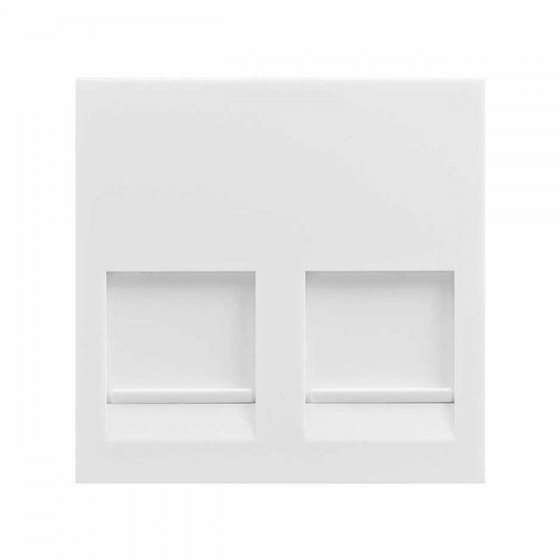 foto del prodotto simon 400 piastra piatta con parapolvere per 2 connettori rj45 con keystone i, ii, att e bianco avaya simon 40000089 030