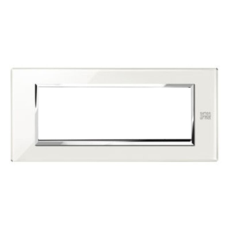 foto del prodotto simon urmet placca nea 6 moduli vetro bianco neve 13006.bn