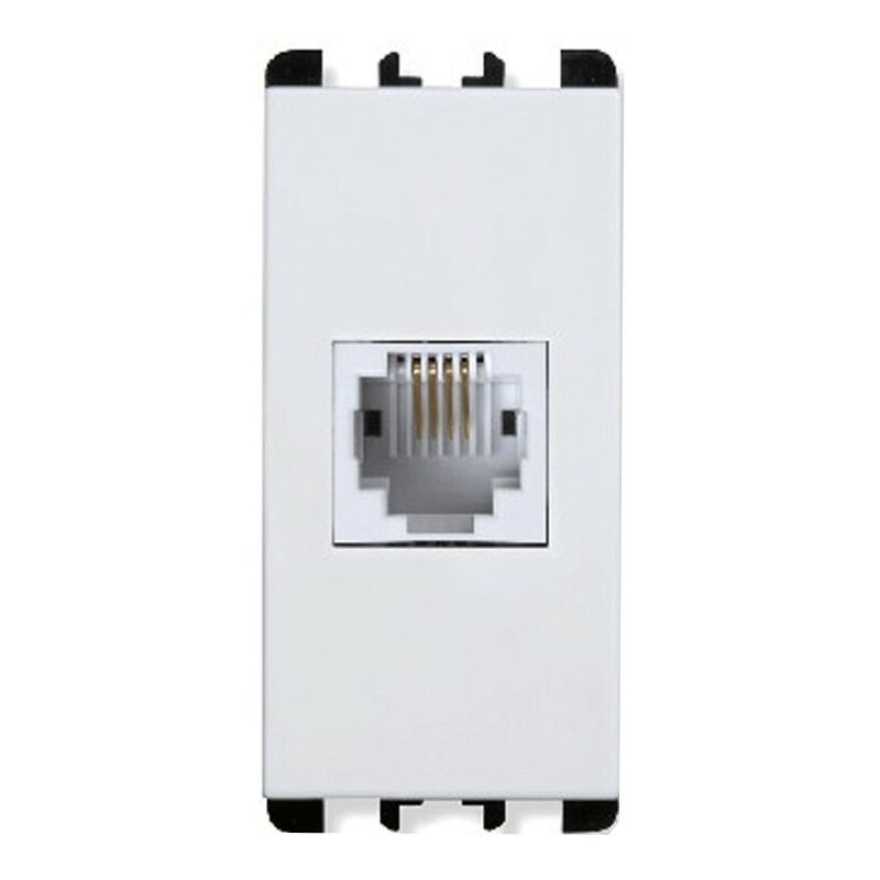 foto del prodotto simon urmet presa telefonica rj11, 6 posizioni, 4 contatti 6 4 , morsetti ad innesto rapido, 1 modulo, bianco urmet 10411.b