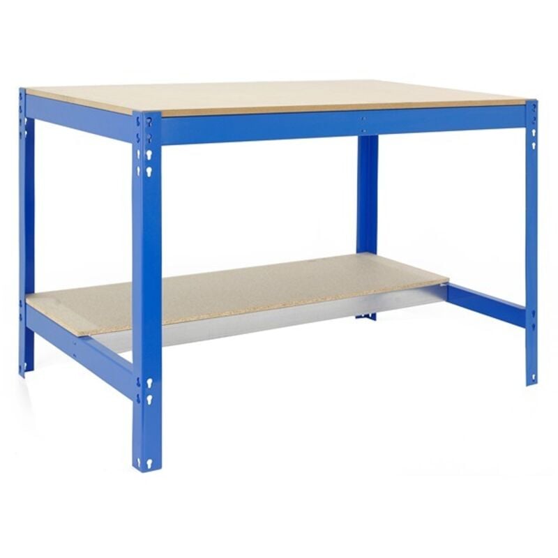 foto del prodotto simonrack banco da lavoro da officina, portata 600 kg, 842x1210x610 mm, tavolo da lavoro, blu/legno – bt-0