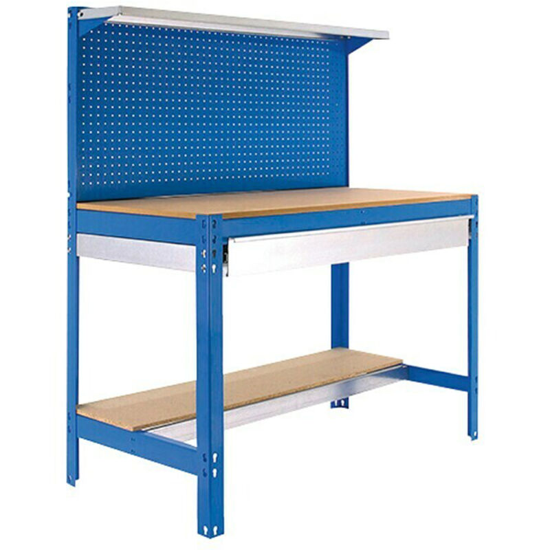 foto del prodotto simonrack banco tavolo da lavoro in metallo simon rack senza viti colore blu legno 1445x1210x610 mm made in spain