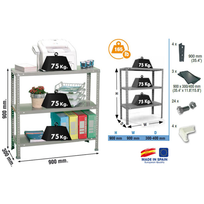 foto del prodotto simonrack scaffale di stoccaggio 900x900x300mm grigio scuro carico 75kg advantage 3 300