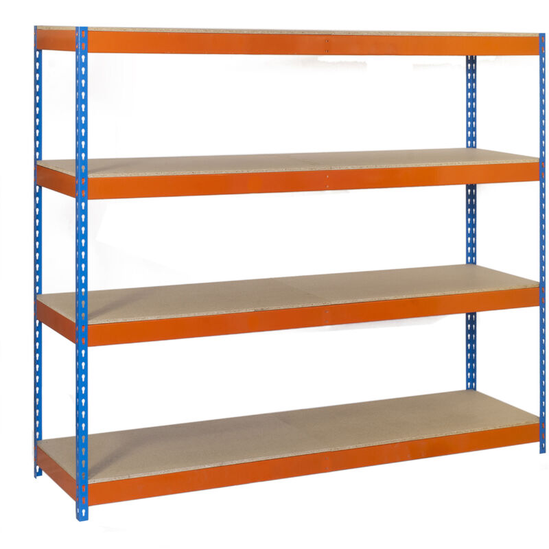 foto del prodotto simonrack scaffale in metallo simon rack senza viti colore blu arancio legno 4 ripiani 2000x1500x600 mm made in spain