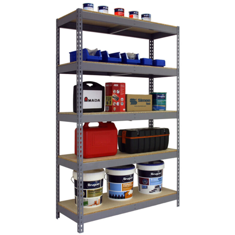 foto del prodotto simonrack scaffale industriale, 2000x1000x600 mm, 5 ripiani in legno, portata 300 kg per ripiano, scaffale carichi pesanti, grigio legno bricoforte